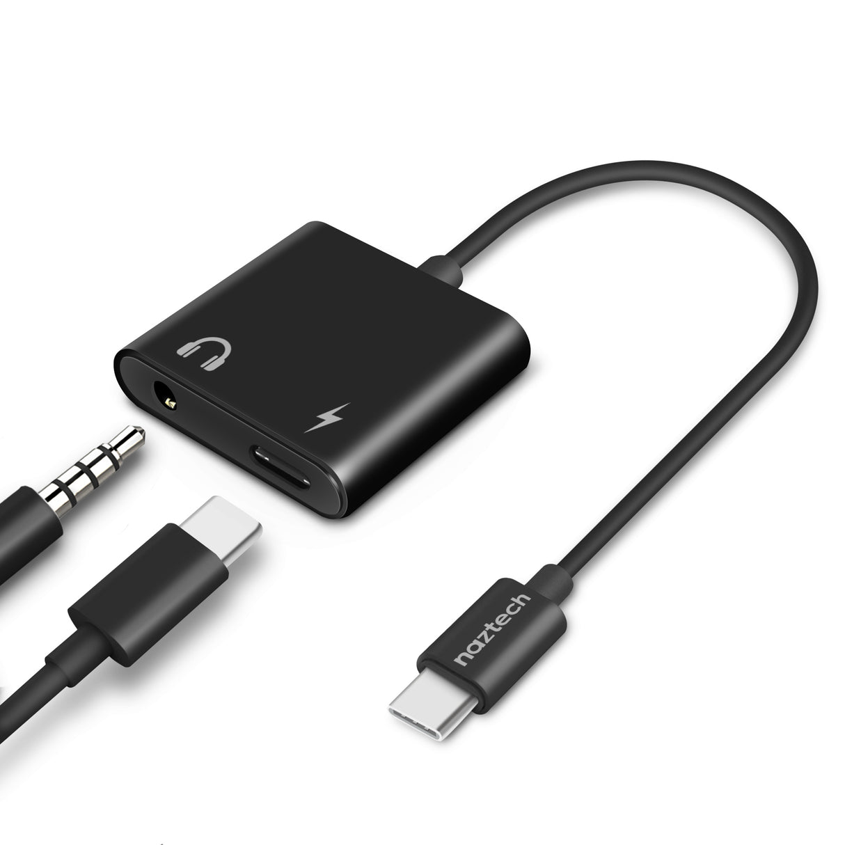 Naztech Audio + Charge Adapter for USB-C Devices  3.5mm Aux and USB-C