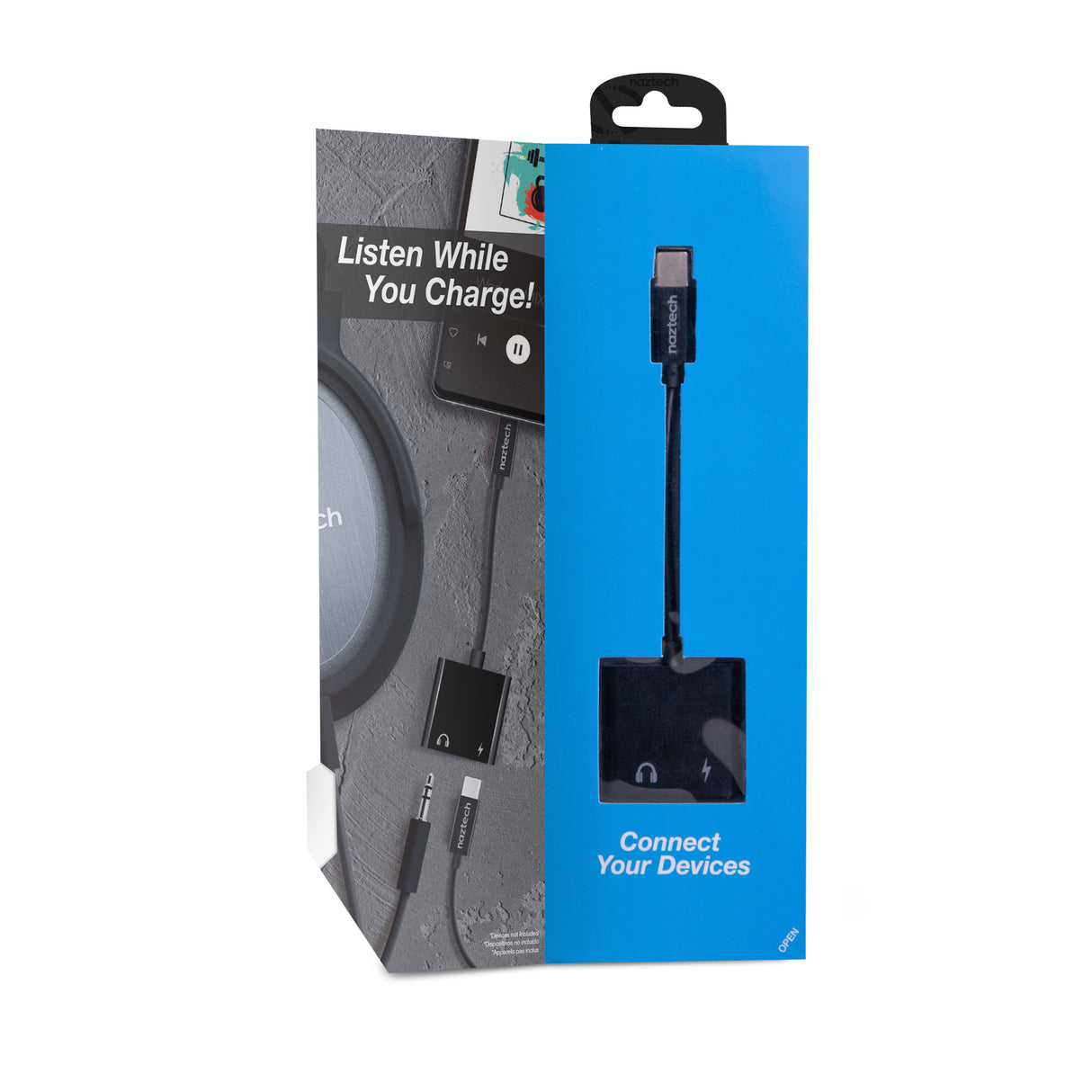 Naztech Audio + Charge Adapter for USB-C Devices  3.5mm Aux and USB-C