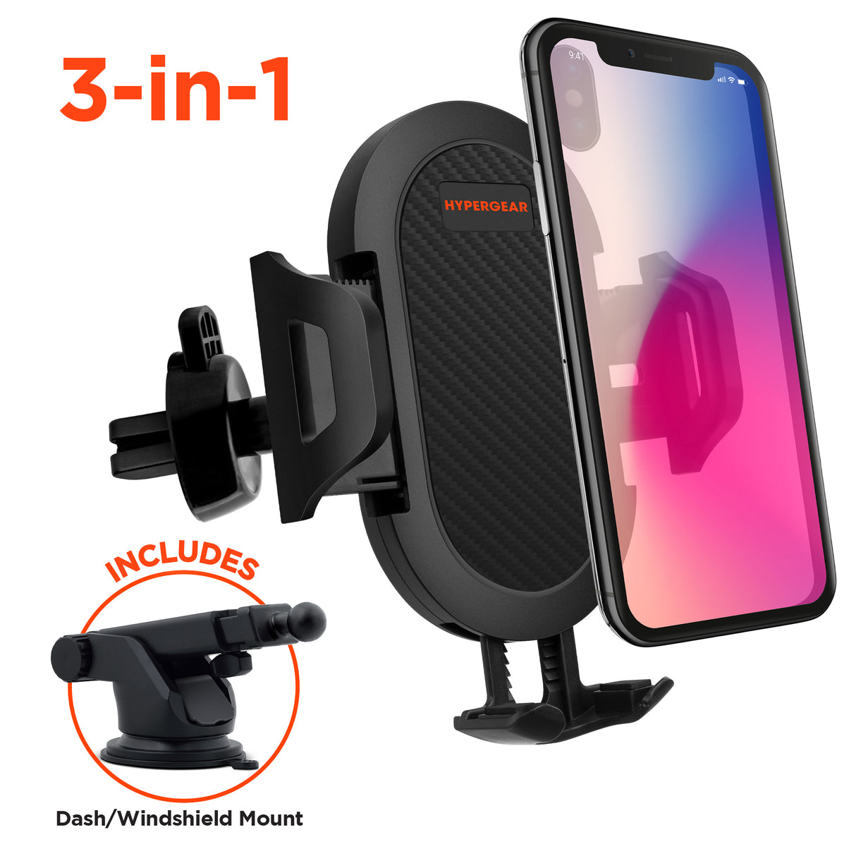 3-in-1 Phone Mount Kit Vent + Dashboard + Windshield