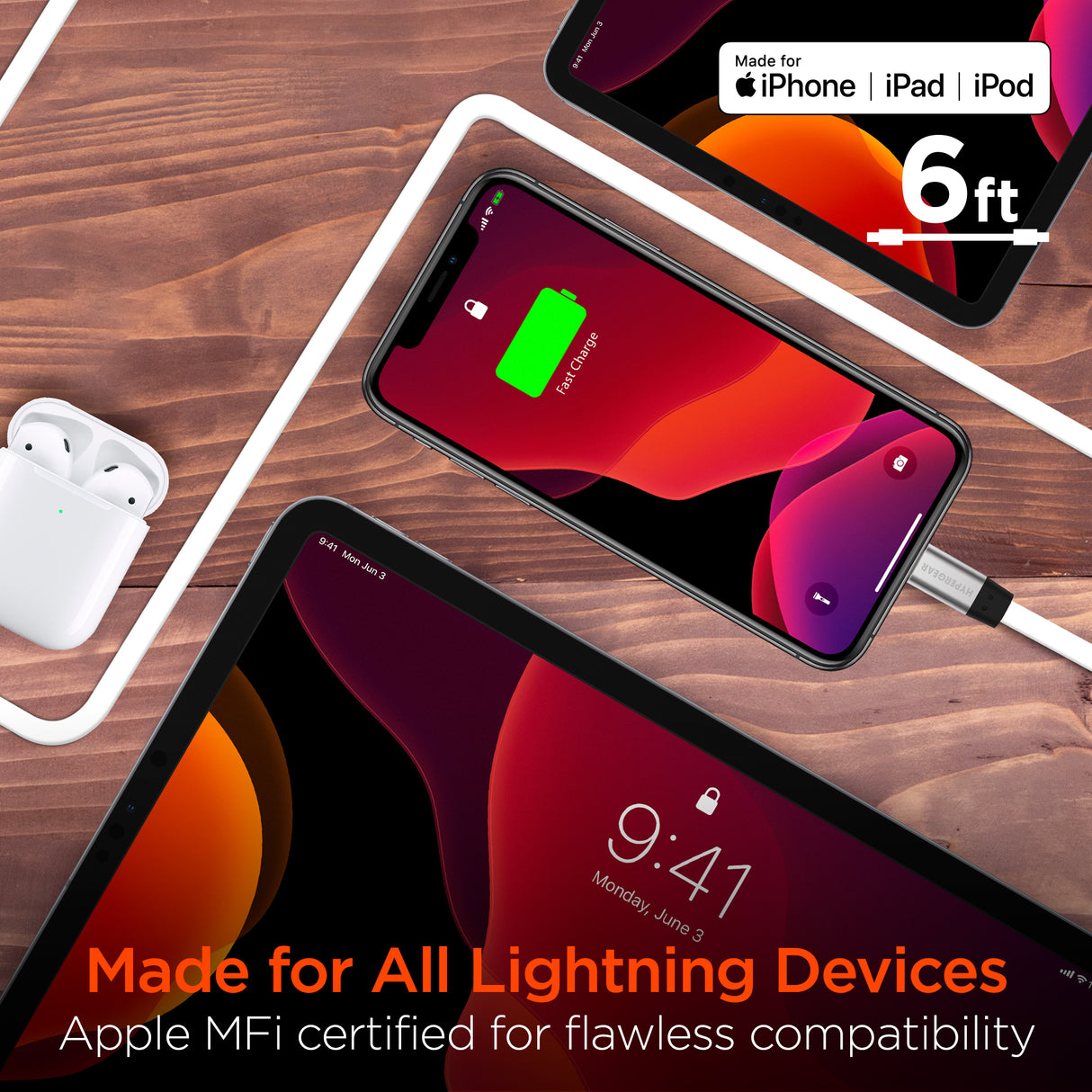 Flexi USB-C to MFi Lightning Flat Fast Charge Cable