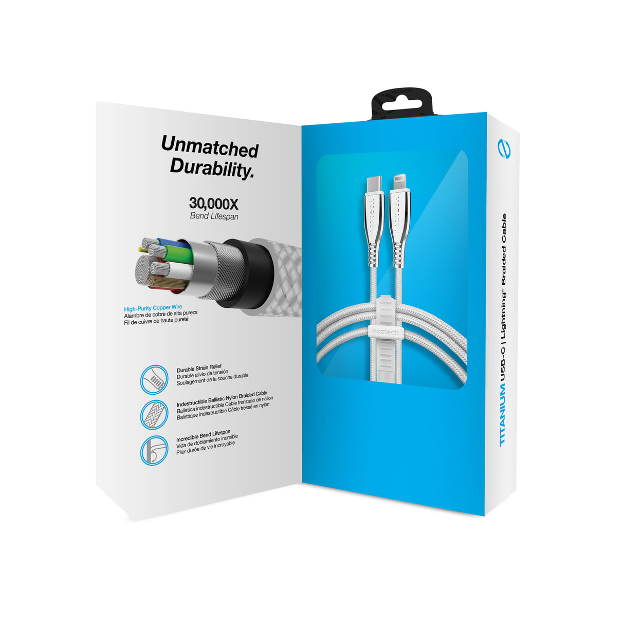 NAZTECH TITANIUM USB-C to MFi Lightning Braided Fast Charge Cable