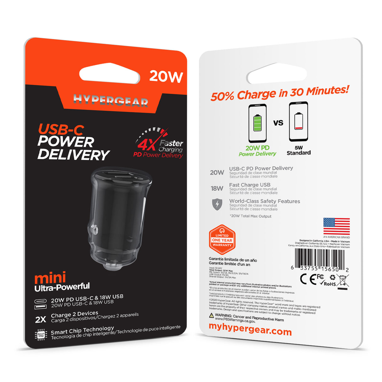 HyperGear mini-20W-PD-and-18W-USB-Car-Charger