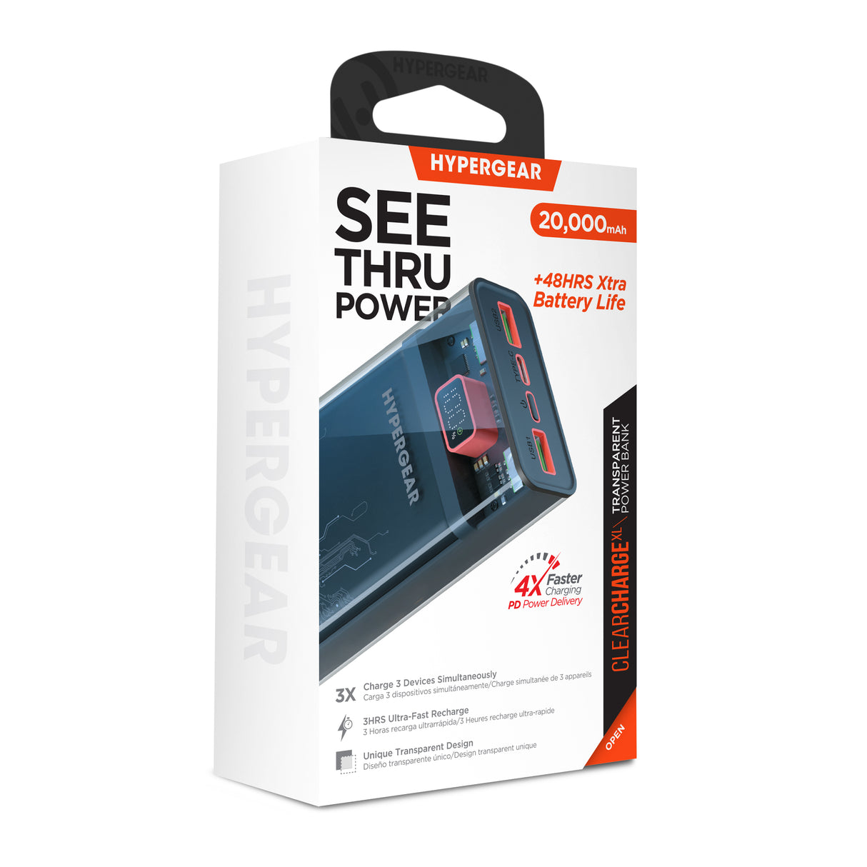 ClearCharge XL Transparent Fast Charge Power Bank with 20W USB-C PD