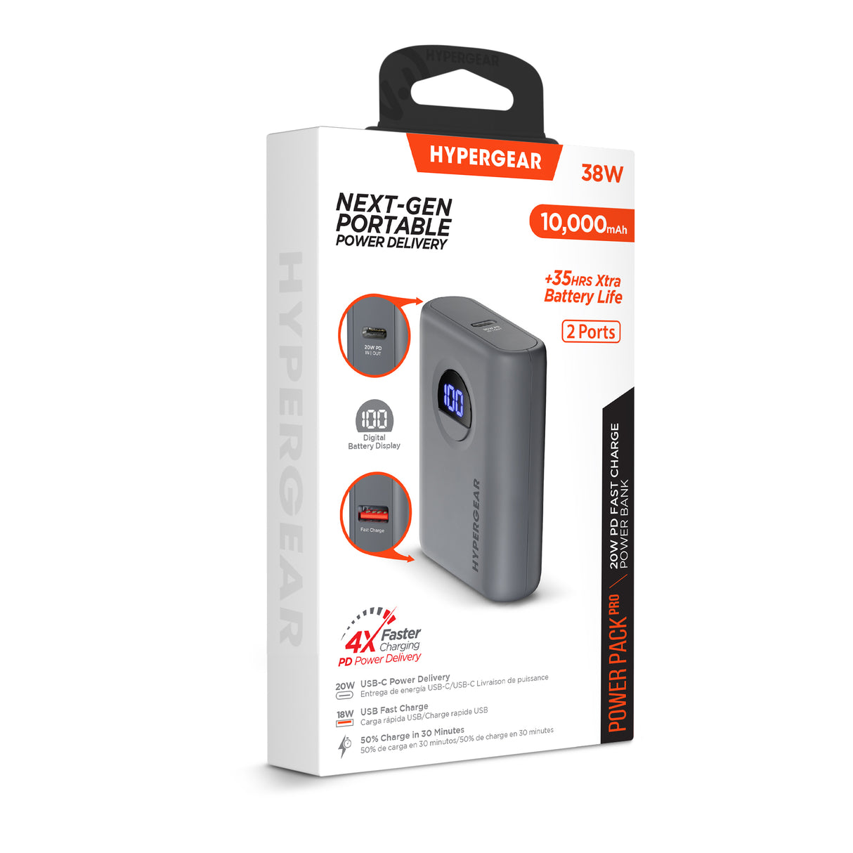 HyperGear PowerPack PRO 10000mAh 20W Power Bank Gray