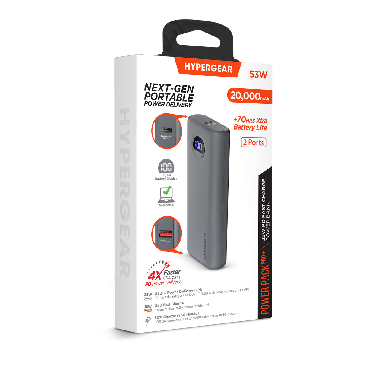 HyperGear PowerPack PRO 10000mAh 20W Power Bank Gray