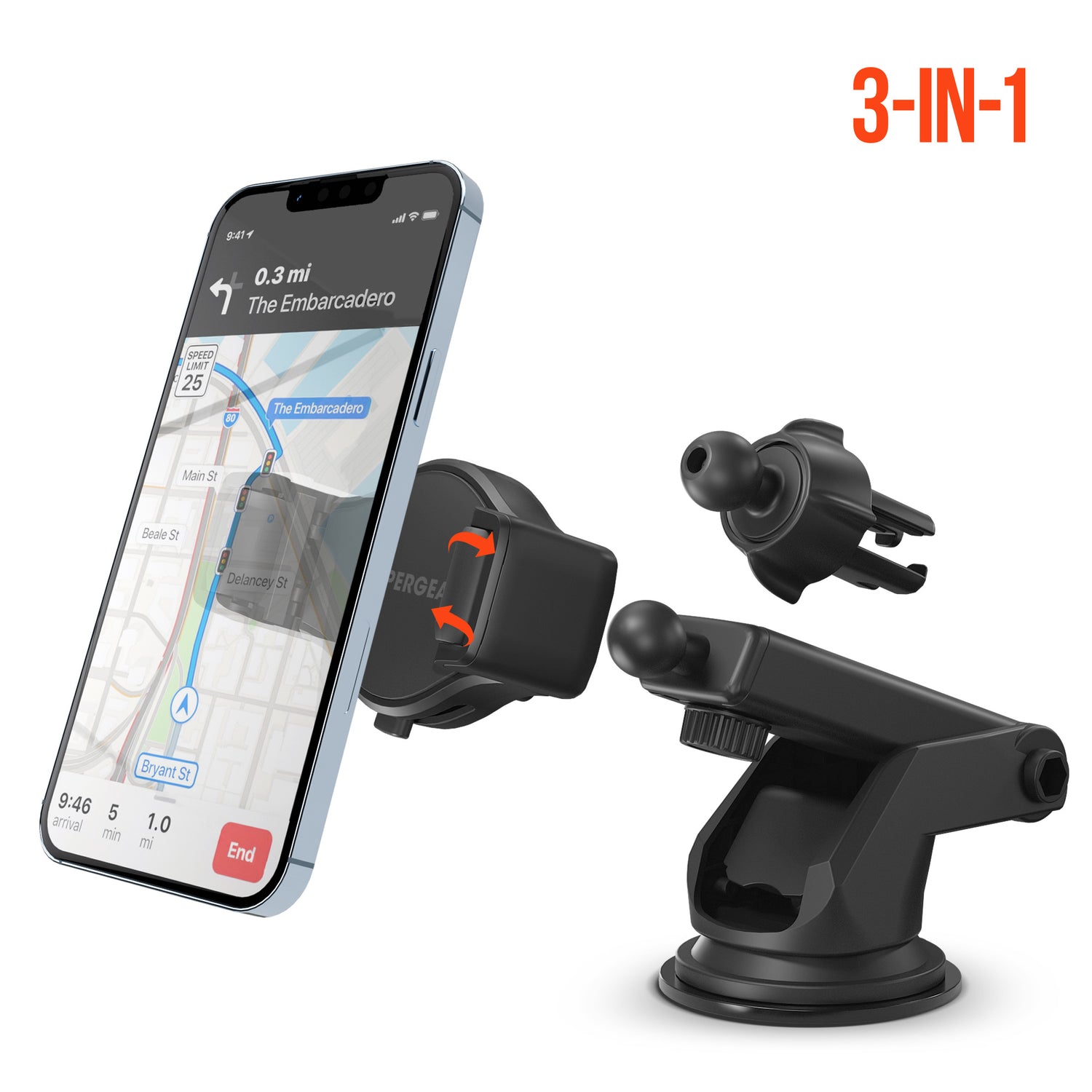 Roller Grip Phone Mount Kit Vent + Dash + Windshield