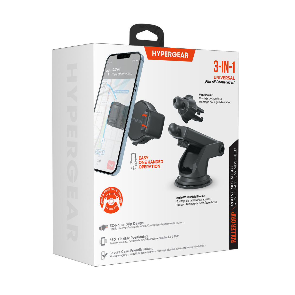 Roller Grip Phone Mount Kit Vent + Dash + Windshield