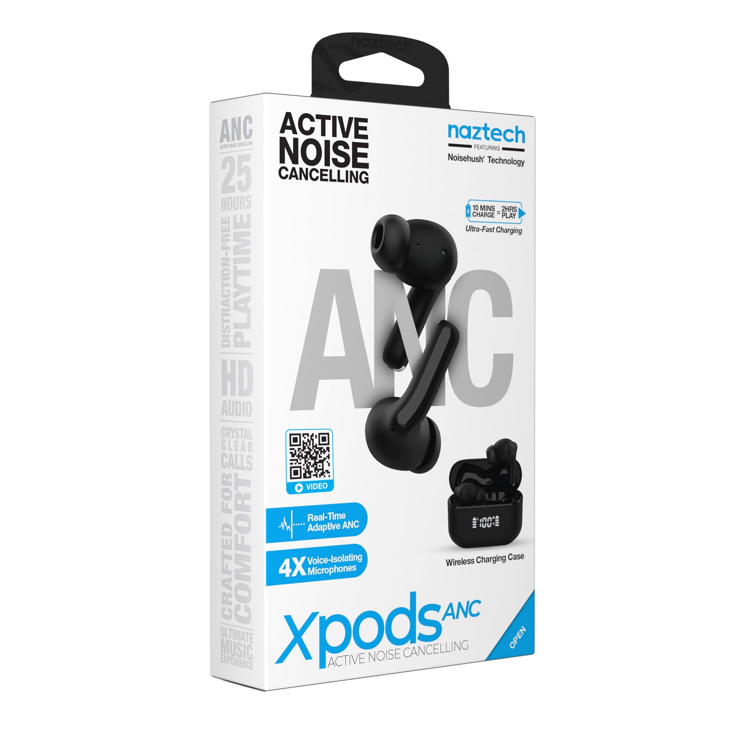 Xpods ANC Active Noise Cancelling True Wireless Earbuds with Wireless Charging Case