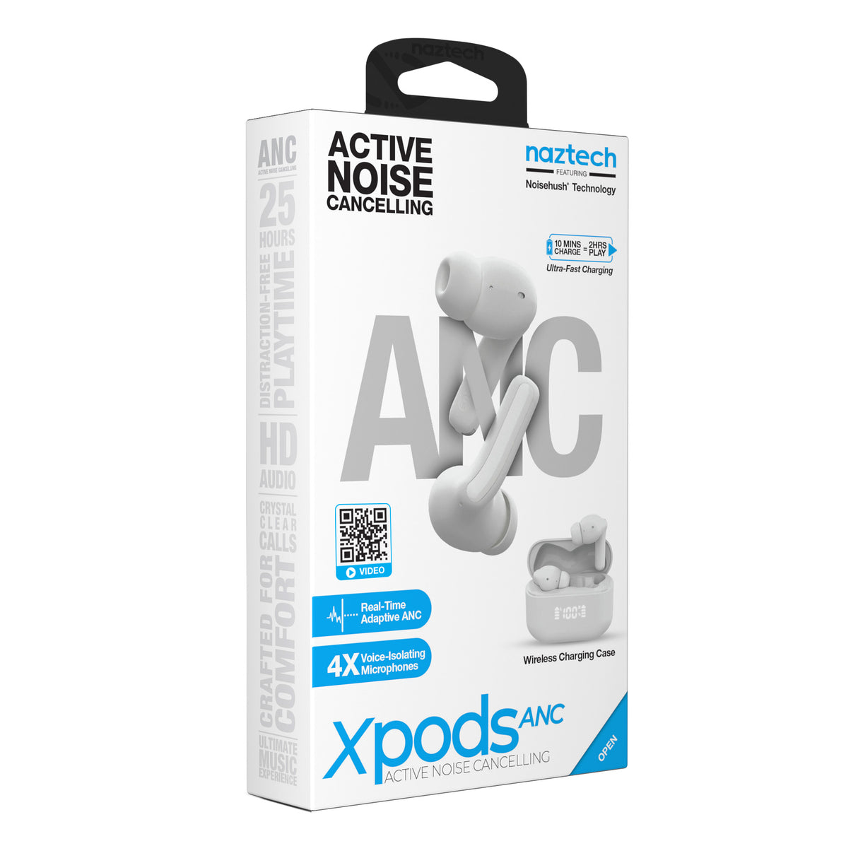Xpods ANC Active Noise Cancelling True Wireless Earbuds with Wireless Charging Case