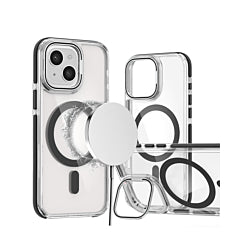 Thin Magnetic Clear Case with Camera Stand Kickstand FOR IPHONE 14 PLUS / 15 PLUS
