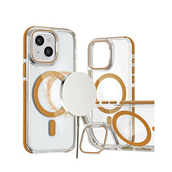 Thin Magnetic Clear Case with Camera Stand Kickstand FOR IPHONE 14 PLUS / 15 PLUS