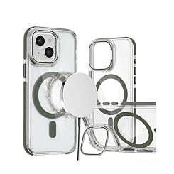 Thin Magnetic Clear Case with Camera Stand Kickstand FOR IPHONE 14 PLUS / 15 PLUS