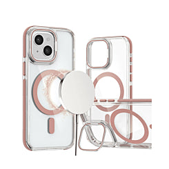Thin Magnetic Clear Case with Camera Stand Kickstand FOR IPHONE 14 PLUS / 15 PLUS