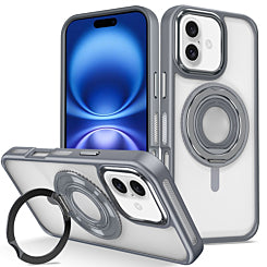iPhone 16 Skin Feel Transparent Case with Silicone Ring Holder