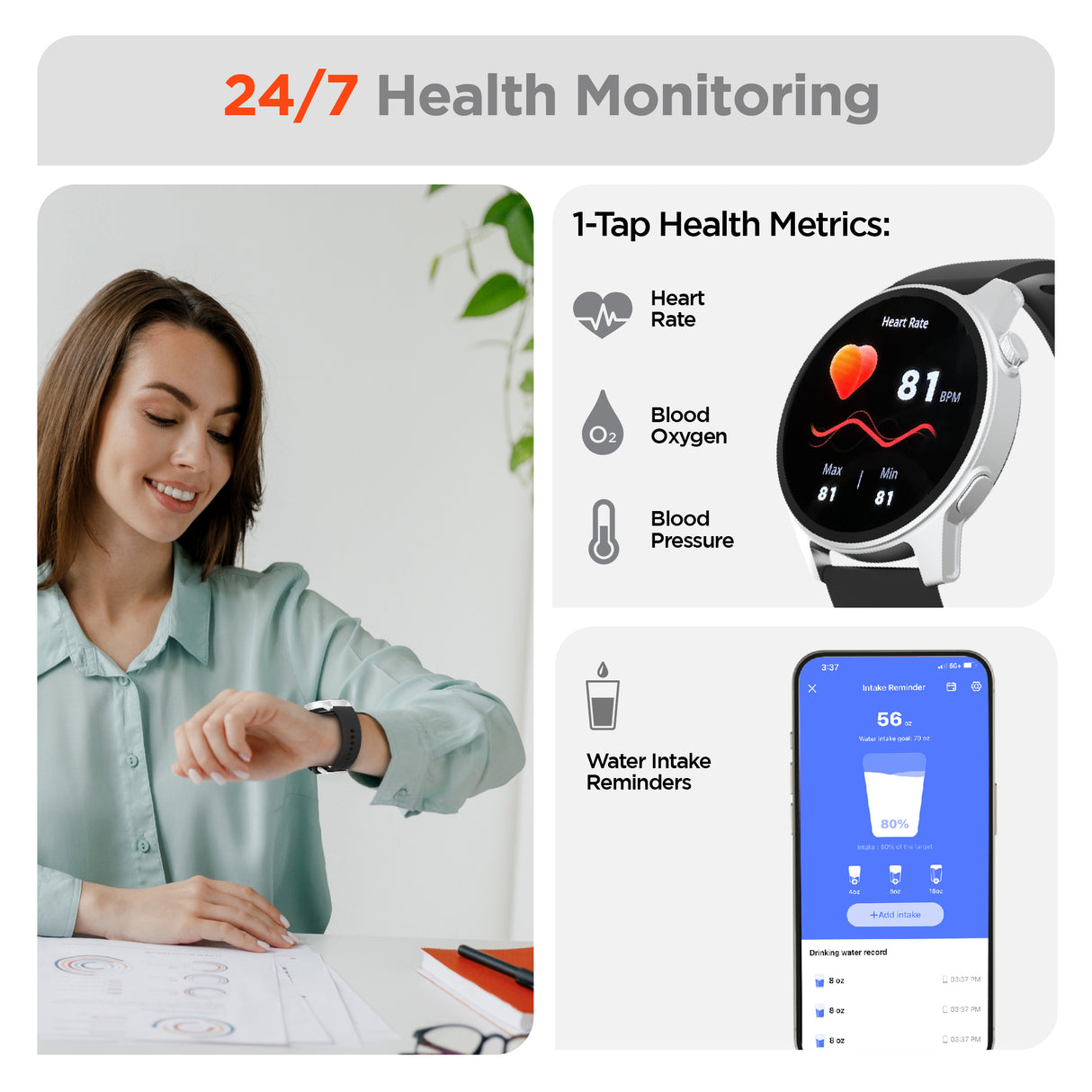 Activ8 Smartwatch + Fitness Tracker