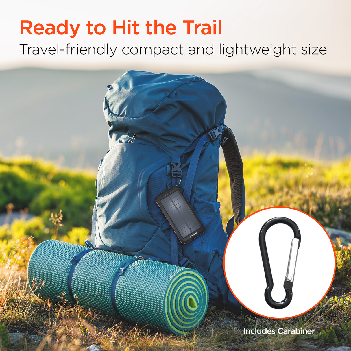 HYPERGEAR 10,000mAh SolPro 10K Fast Charge Solar Power Bank with 20W USB-C PD