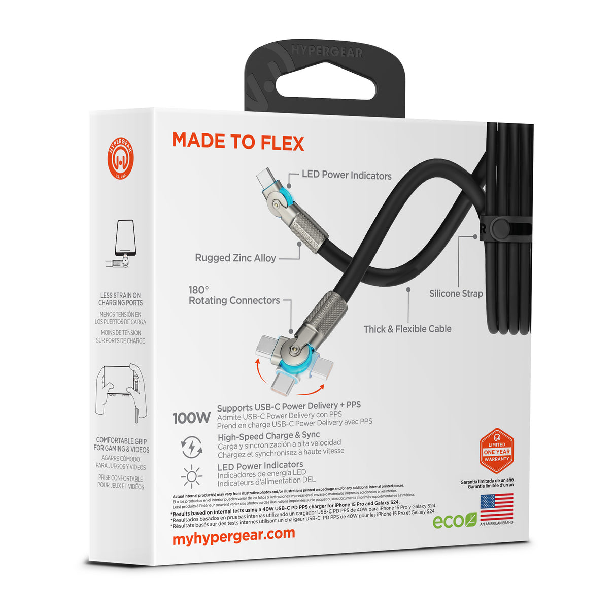 HyperGear Chunky180° 100W USB-C to USB-C Rugged Fast Charge Cable