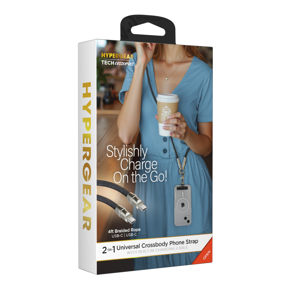 HyperGear TECHcessories 2-in-1 Universal Crossbody Phone Strap and Charging Cable