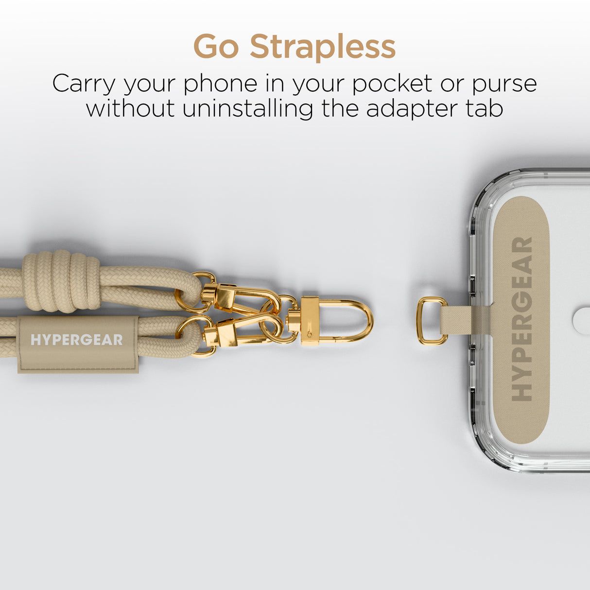 HyperGear TECHcessories | Universal Crossbody Phone Strap | Sand Braided Rope