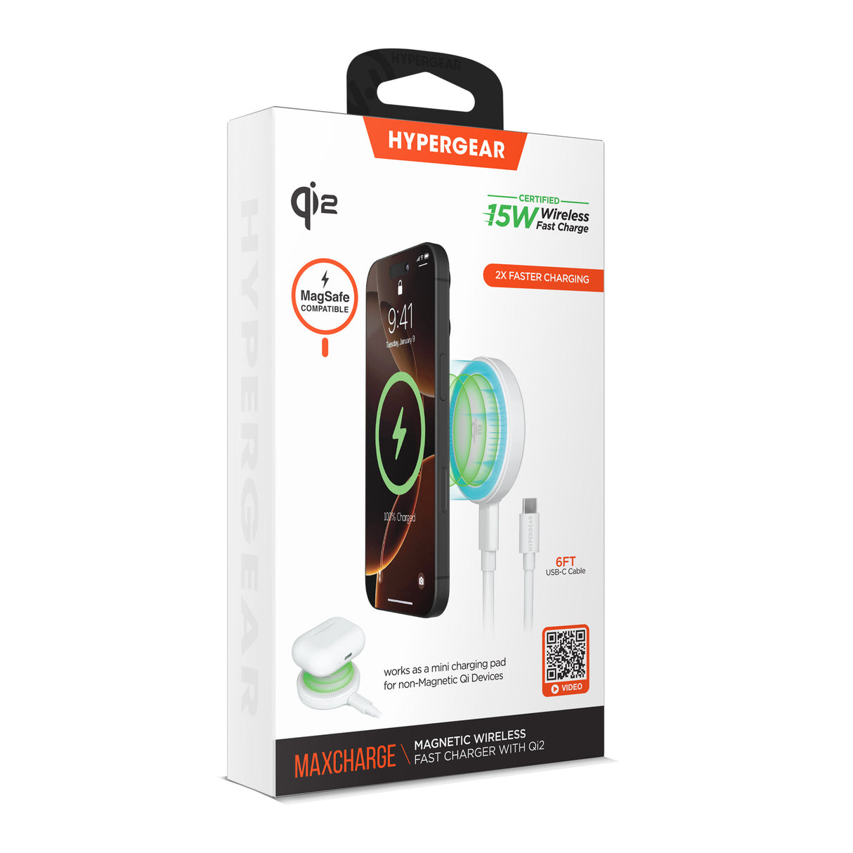 HYPERGEAR MaxCharge 15W Magnetic Wireless Fast Charger with Qi2