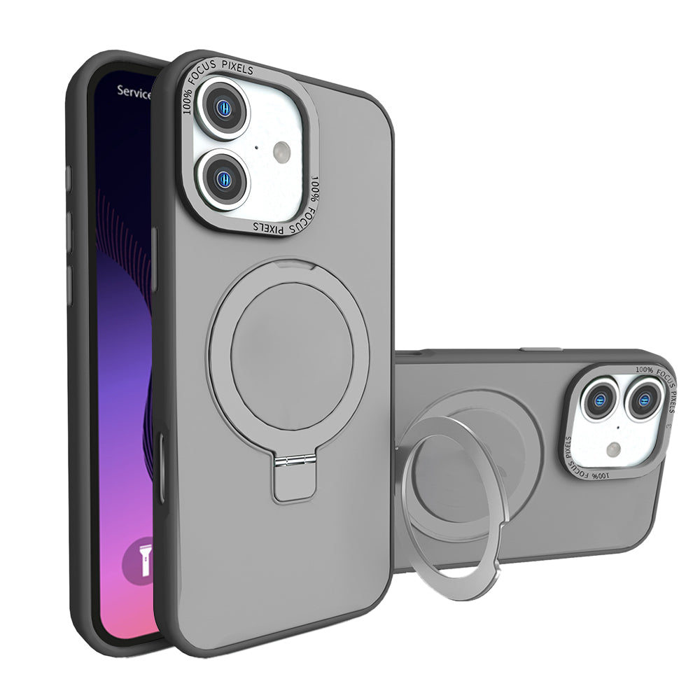 iPhone 16 Plus Carbon Wireless Charging Case with Ring Stand