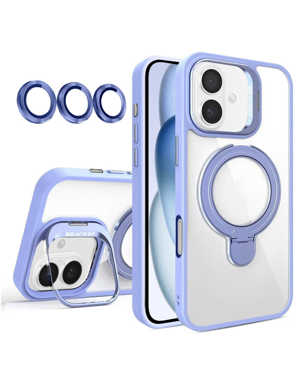 Magnetic Clear Case with 2 Kickstand & Camera Lens for iPhone 17