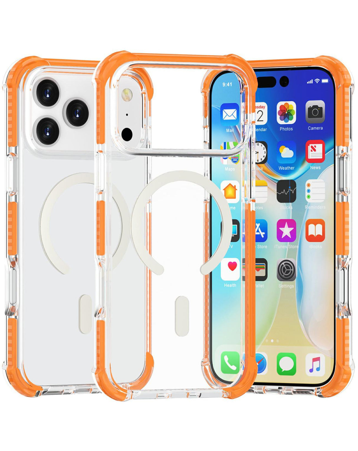 TPU Mesh Sport Case with Wireless Charging - ORANGE for iPhone 17 Pro Max