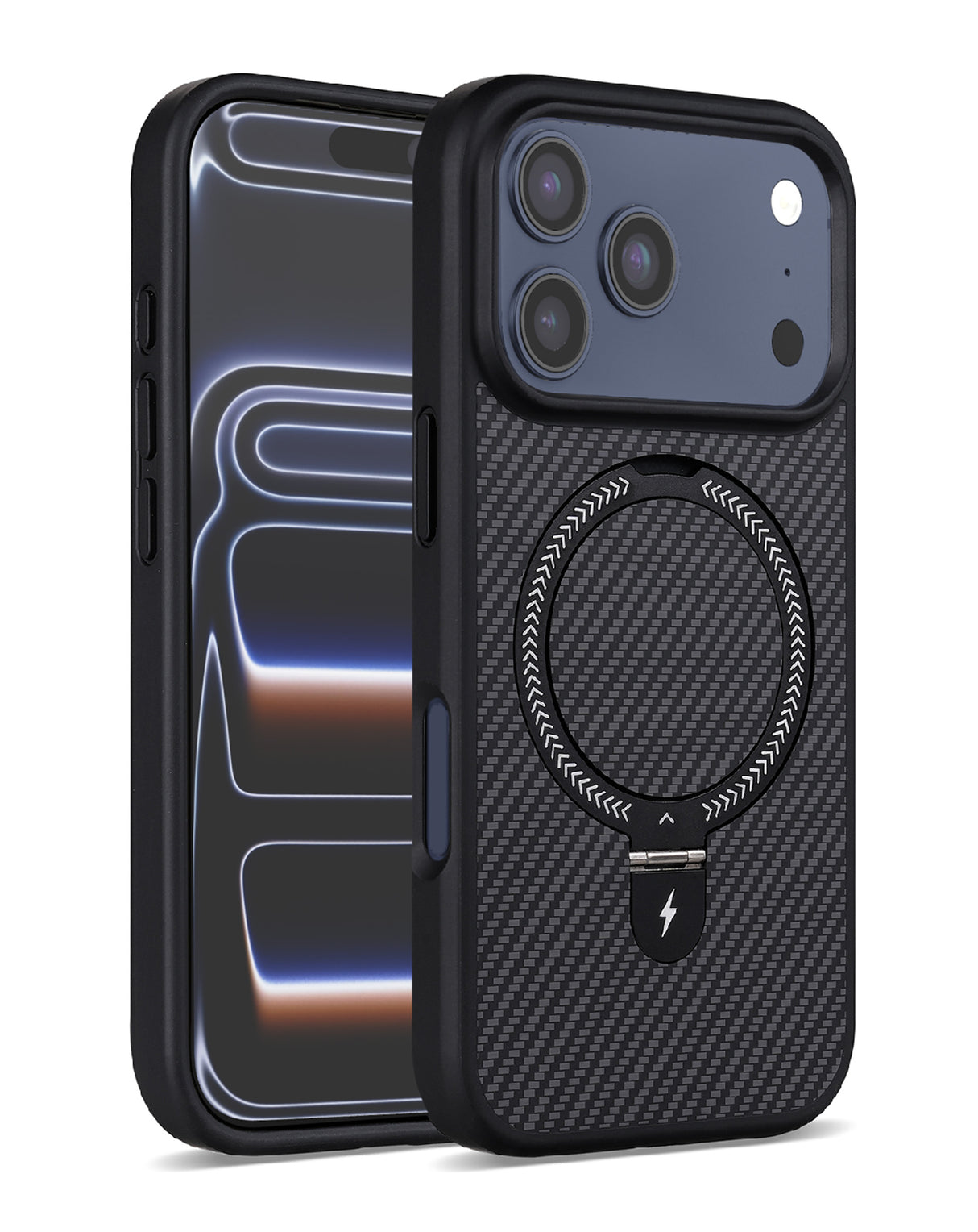 iPhone 17 Pro max Magnetic Kickstand Case with Carbon Fiber