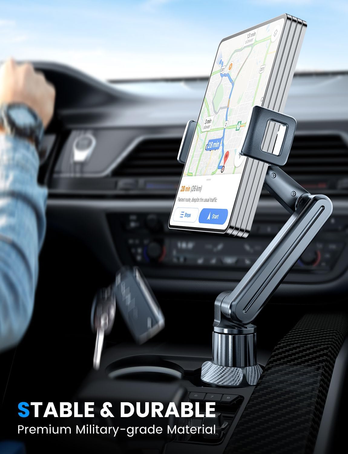 ESAMCORE Tablet Holder for Car, for iPad Stand Cup Holder Car Mount