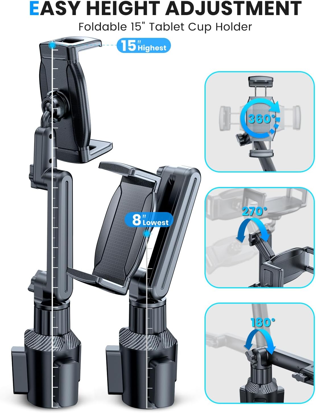 ESAMCORE Tablet Holder for Car, for iPad Stand Cup Holder Car Mount