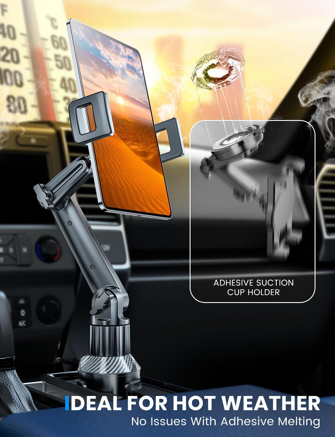 ESAMCORE Tablet Holder for Car, for iPad Stand Cup Holder Car Mount