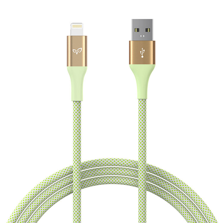EcoBlvd LifeVine Mfi USB-A to Lightning Cable (L=6 FT) - Green