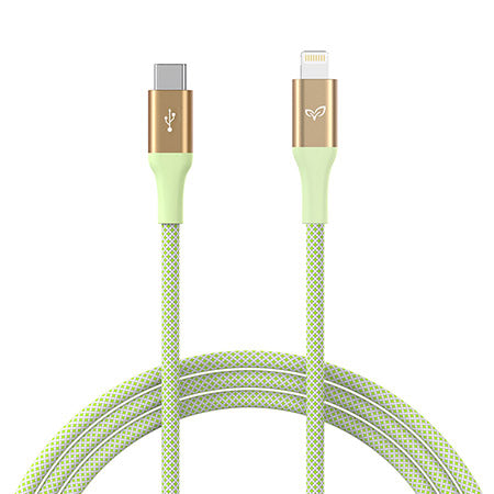 EcoBlvd LifeVine Mfi USB-C to Lightning Cable (L=6 FT) - Green