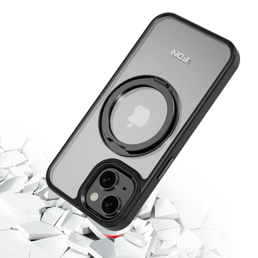 FDN RingRound 360° Kickstand Case w/ MagSafe for Apple iPhone 15 - Black
