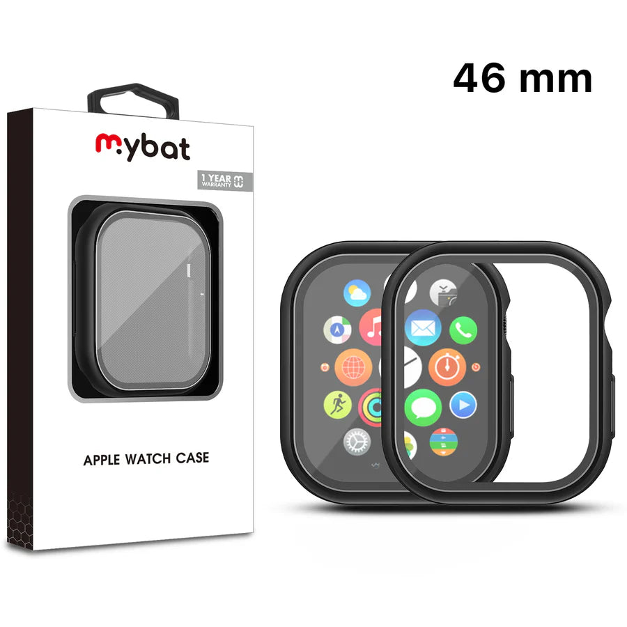 MyBat Fusion Protector Case (with Tempered Glass Screen Protector) for Apple Watch Series 10 46mm / Watch Series 11 46mm - Black