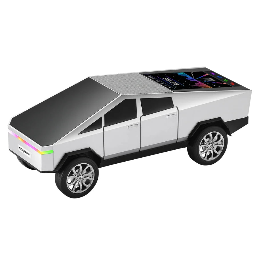 MaxPower Tesla cyber truck style Bluetooth Speaker with front flashing LED Lights and Back Light Up Panel