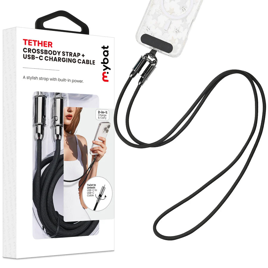 MyBat Tether Crossbody Strap + USB-C Charging Cable – 4FT