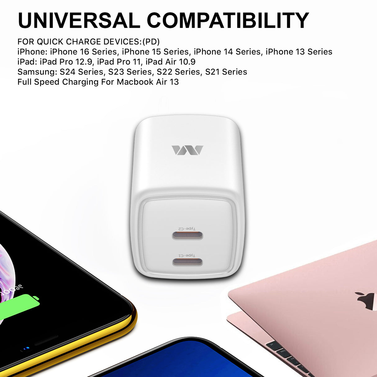 MyBat 35W GaN Dual USB-C Charger – White