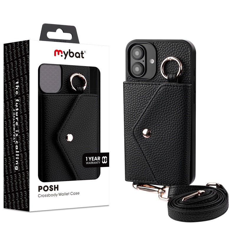 MyBat Posh Crossbody Wallet Case for Apple iPhone 16 – Black
