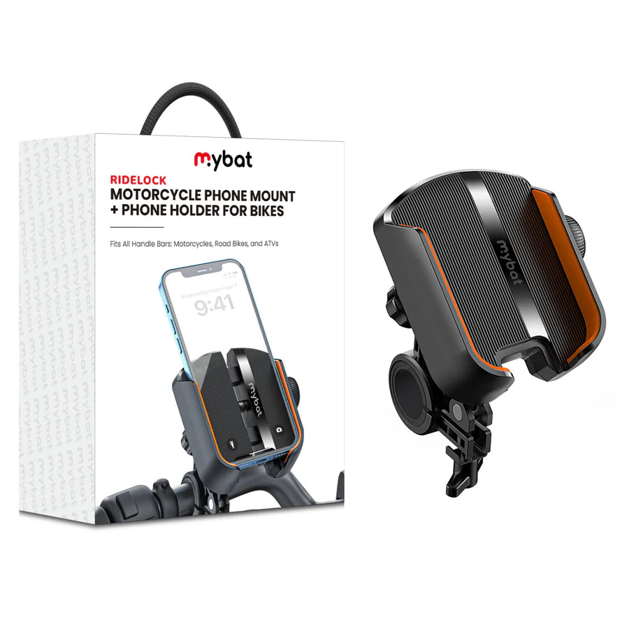 MyBat RideLock Motorcycle Phone Mount and Phone Holder for Bikes - Black