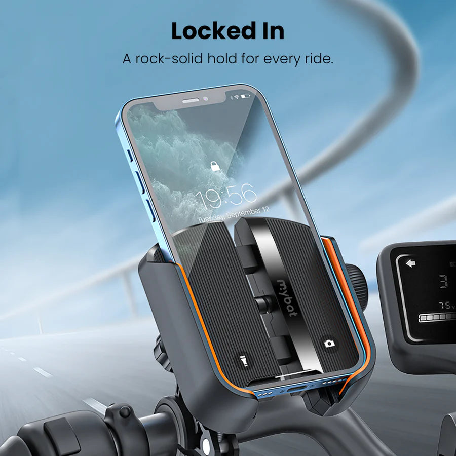 MyBat RideLock Motorcycle Phone Mount and Phone Holder for Bikes - Black