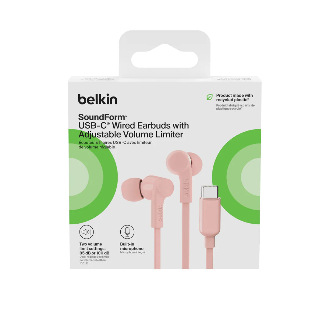 Belkin Usb-C Wired Earbuds W/ Adjustable Volume Limiter