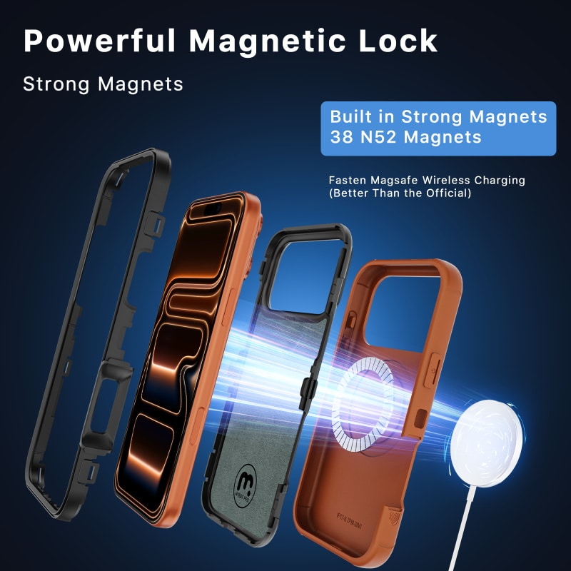 MyBat Pro Maverick Series MagSafe Case w/ Holster and Tempered Glass for Apple iPhone 17 Pro Max