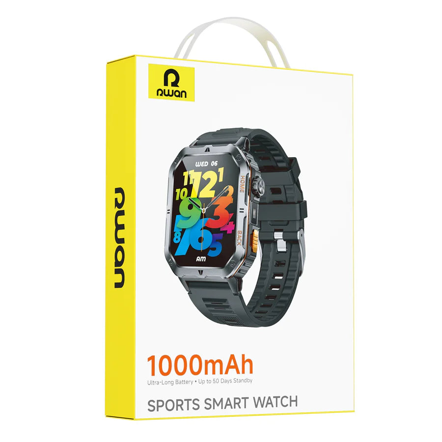 RWAN Smart Watch-1000mAh Battery 50-Day Standby Time, 2.01-inch HD Screen - Black