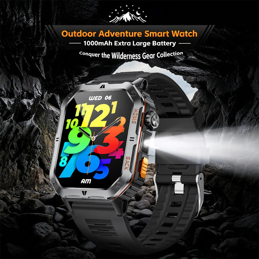 RWAN Smart Watch-1000mAh Battery 50-Day Standby Time, 2.01-inch HD Screen - Black