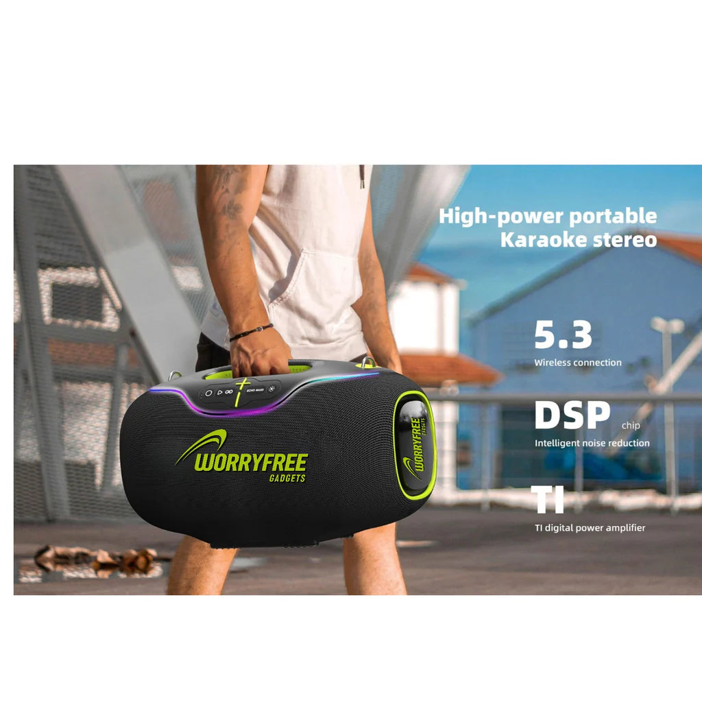 Worryfree 350W Wireless Bluetooth Speaker with Handle & Microphone