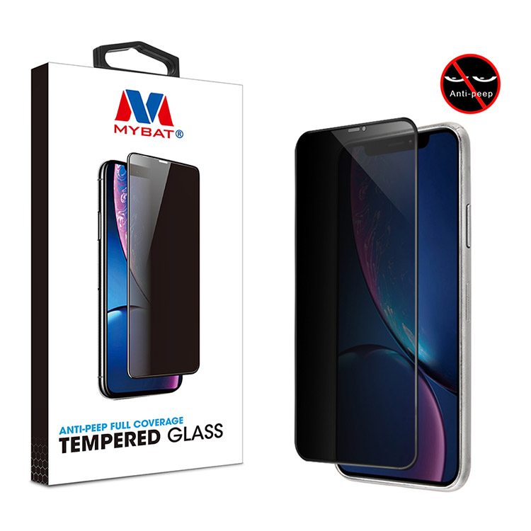 MyBat Anti-peep Full Coverage Tempered Glass Screen Protector for Apple iPhone XR / 11 - Black