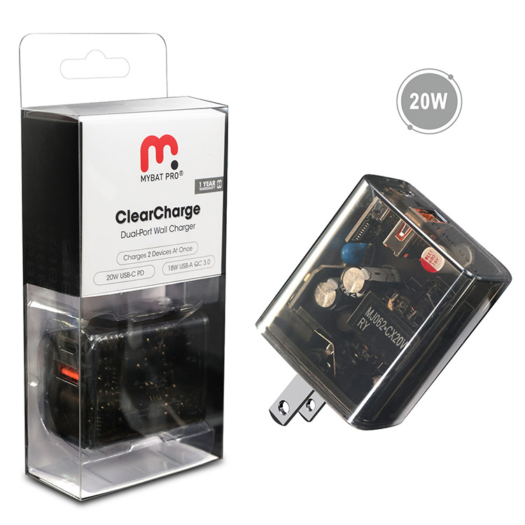 MyBat Pro 20W USB-C Wall Charger (Exploration Version) - Transparent Smoke