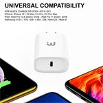 MyBat Pro 2-In-1 Dual Port Fast Charging Power Delivery Wall Charger (20W) with USB-C Cable - White