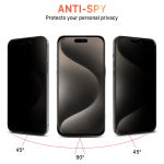 MyBat Pro Privacy Full Coverage Tempered Glass Screen Protector for Apple iPhone 15 Pro Max (6.7) - Black